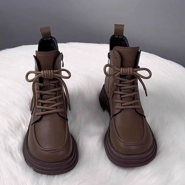 Bottes Style Dr Martens Femme en Cuir Souple - Confort et Chaleur Garantis