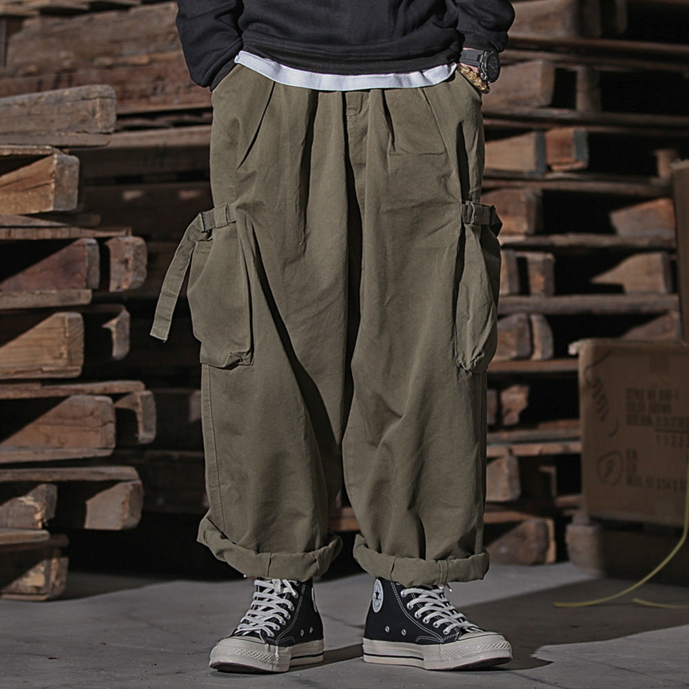 Multi-Pocket Workwear Men's High Street Wide Leg Pants