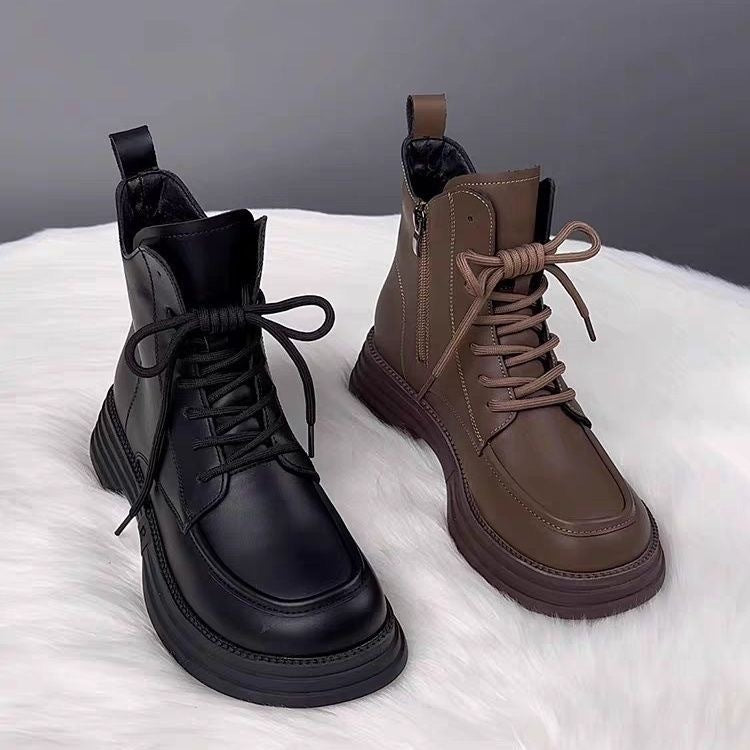 Bottes Style Dr Martens Femme en Cuir Souple - Confort et Chaleur Garantis