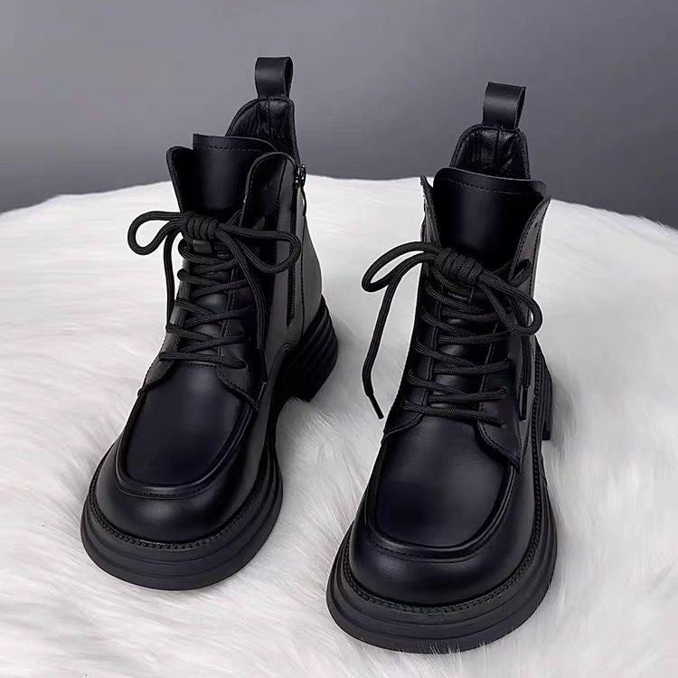Bottes Style Dr Martens Femme en Cuir Souple - Confort et Chaleur Garantis