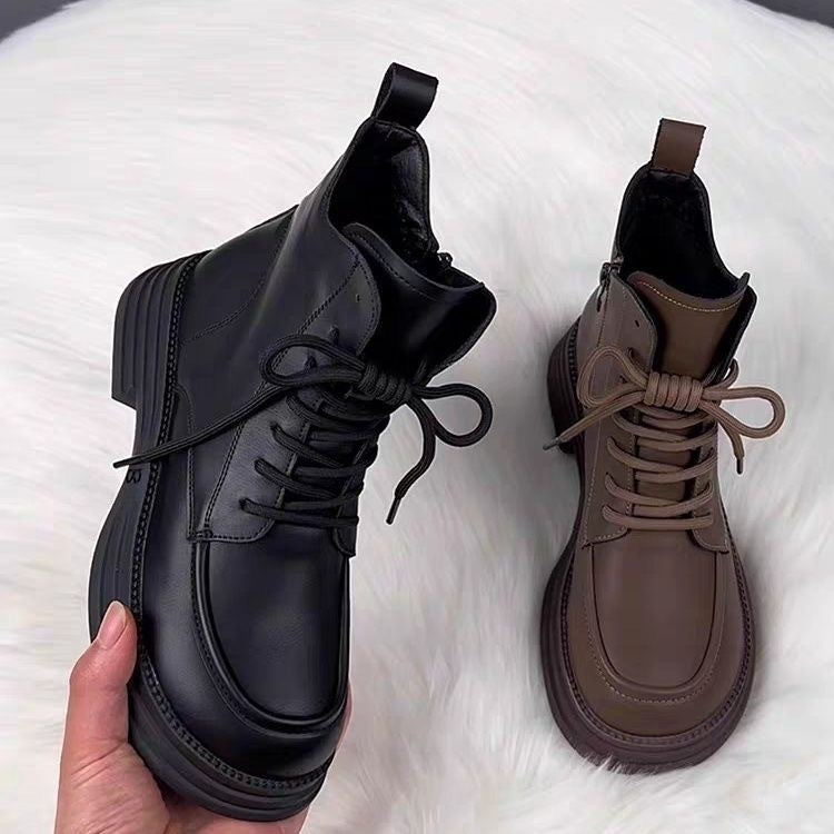 Bottes Style Dr Martens Femme en Cuir Souple - Confort et Chaleur Garantis